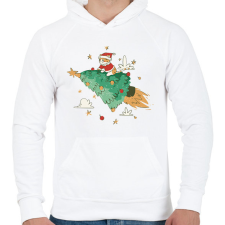 PRINTFASHION Fenyőfa cica rakéta - Férfi kapucnis pulóver - Fehér férfi pulóver, kardigán
