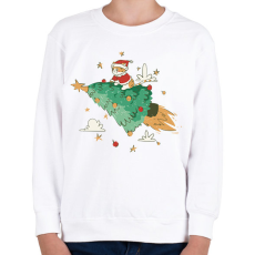 PRINTFASHION Fenyőfa cica rakéta - Gyerek pulóver - Fehér