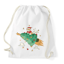 PRINTFASHION Fenyőfa cica rakéta - Sportzsák, Tornazsák - Fehér tornazsák