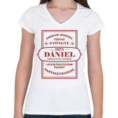 PRINTFASHION Férfiak gyöngye - Névvel, évszammal - Női V-nyakú póló - Fehér