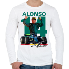 PRINTFASHION Fernando-Alonso - Férfi hosszú ujjú póló - Fehér