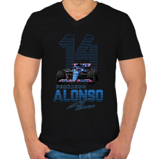 PRINTFASHION Fernando Alonso - Férfi V-nyakú póló - Fekete