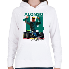 PRINTFASHION Fernando-Alonso - Női kapucnis pulóver - Fehér női pulóver, kardigán