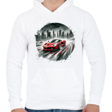 PRINTFASHION Ferrari - Férfi kapucnis pulóver - Fehér férfi pulóver, kardigán