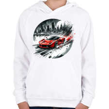 PRINTFASHION Ferrari - Gyerek kapucnis pulóver - Fehér gyerek pulóver, kardigán