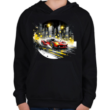 PRINTFASHION Ferrari - Gyerek kapucnis pulóver - Fekete gyerek pulóver, kardigán