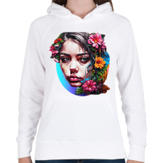 PRINTFASHION Festékes lány - Női kapucnis pulóver - Fehér