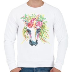 PRINTFASHION Festett egyszarvú virágokkal - Férfi pulóver - Fehér