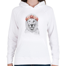 PRINTFASHION Festival lion - Női kapucnis pulóver - Fehér női pulóver, kardigán