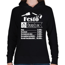 PRINTFASHION Festő óradíj - Női kapucnis pulóver - Fekete női pulóver, kardigán