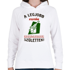 PRINTFASHION Festő szülinap színes - Női kapucnis pulóver - Fehér női pulóver, kardigán