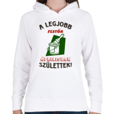 PRINTFASHION Festő szülinapja április színes - Női kapucnis pulóver - Fehér női pulóver, kardigán