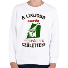 PRINTFASHION Festő szülinapja február színes - Gyerek pulóver - Fehér