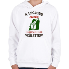 PRINTFASHION Festő szülinapja január színes - Gyerek kapucnis pulóver - Fehér