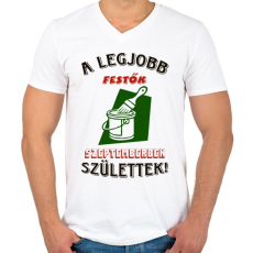 PRINTFASHION Festő szülinapja szeptember színes - Férfi V-nyakú póló - Fehér