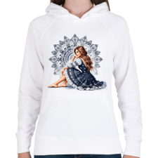 PRINTFASHION Fiatal lány népies ruhában - Női kapucnis pulóver - Fehér női pulóver, kardigán