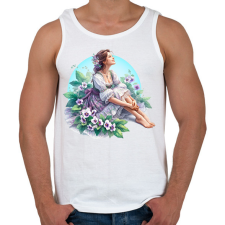 PRINTFASHION Fiatal lány népies ruhában tavaszi virágok között - Férfi atléta - Fehér atléta, trikó