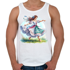 PRINTFASHION Fiatal lány táncol a tavaszi mezőn - Férfi atléta - Fehér