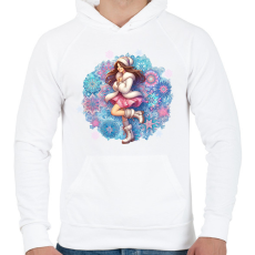 PRINTFASHION Fiatal lány télen - Férfi kapucnis pulóver - Fehér