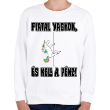 PRINTFASHION Fiatal vagyok és kell a pénz - Gyerek pulóver - Fehér gyerek pulóver, kardigán