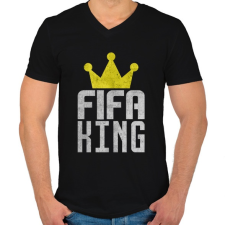 PRINTFASHION Fifa King - Férfi V-nyakú póló - Fekete férfi póló