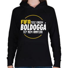 PRINTFASHION Fifa Tesz Boldogga - Női kapucnis pulóver - Fekete