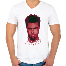 PRINTFASHION Fight Club: Tyler - Férfi V-nyakú póló - Fehér férfi póló