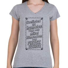 PRINTFASHION Fikusz Kukisz - Női V-nyakú póló - Sport szürke