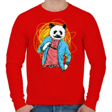 PRINTFASHION Filmsztár panda - Férfi pulóver - Piros