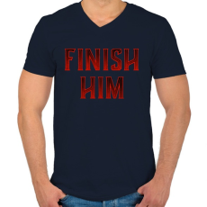 PRINTFASHION Finish him! - Férfi V-nyakú póló - Sötétkék