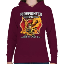 PRINTFASHION Firefighter Firedragon - Női kapucnis pulóver - Bordó női pulóver, kardigán