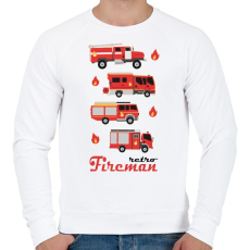 PRINTFASHION Fireman retro - Férfi pulóver - Fehér