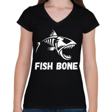 PRINTFASHION fish bone - Női V-nyakú póló - Fekete női póló