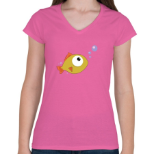 PRINTFASHION Fish - Női V-nyakú póló - Rózsaszín női póló