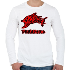 PRINTFASHION Fishbone 1 piros - Férfi hosszú ujjú póló - Fehér