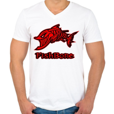 PRINTFASHION Fishbone 1 piros - Férfi V-nyakú póló - Fehér férfi póló