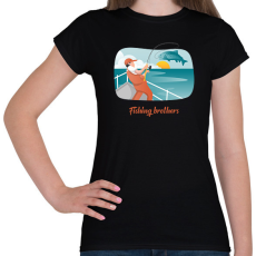 PRINTFASHION Fishing brothers - Női póló - Fekete