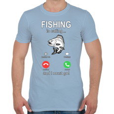 PRINTFASHION FISHING - Férfi póló - Világoskék