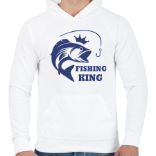 PRINTFASHION Fishing KIng - Férfi kapucnis pulóver - Fehér férfi pulóver, kardigán