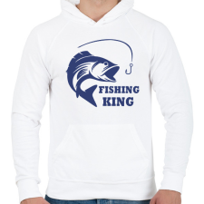 PRINTFASHION Fishing King - Férfi kapucnis pulóver - Fehér férfi pulóver, kardigán