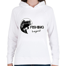 PRINTFASHION Fishing legend - Női kapucnis pulóver - Fehér női pulóver, kardigán