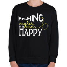 PRINTFASHION Fishing makes me happy - Gyerek pulóver - Fekete