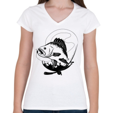 PRINTFASHION fishing - Női V-nyakú póló - Fehér női póló