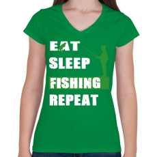 PRINTFASHION Fishing soul - Női V-nyakú póló - Zöld