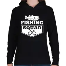 PRINTFASHION Fishing squad - Női kapucnis pulóver - Fekete női pulóver, kardigán