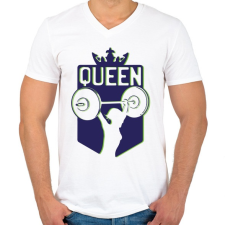 PRINTFASHION Fitness királynő - Férfi V-nyakú póló - Fehér férfi póló