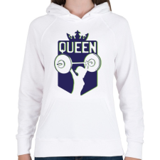 PRINTFASHION Fitness királynő - Női kapucnis pulóver - Fehér női pulóver, kardigán