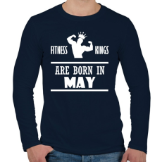 PRINTFASHION Fitnessz királyok májusban születtek - Férfi hosszú ujjú póló - Sötétkék
