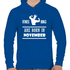 PRINTFASHION Fitnessz királyok novemberben születtek - Férfi kapucnis pulóver - Királykék férfi pulóver, kardigán