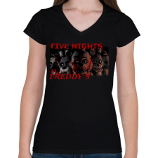 PRINTFASHION FIVE NIGHTS AT FREDDYS2 - Női V-nyakú póló - Fekete női póló